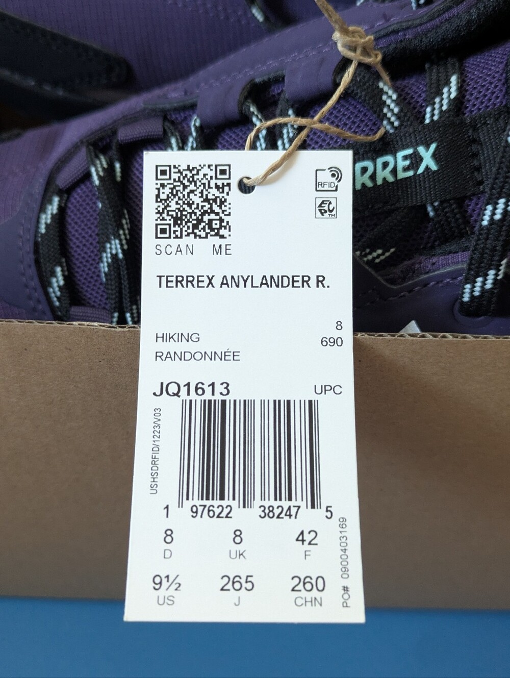 ADIDAS Terrex Anylander Rain.Rdy Hiking Shoes, New, Size 9.5, Purple - Picture 9 of 12